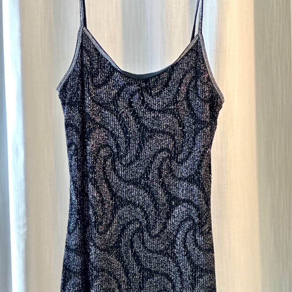 Vintage California Concept Silver/black Evening Fringe Dress